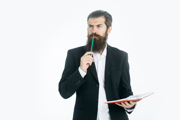 bearded man teacher with book