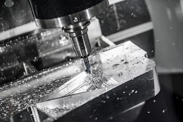 Tuinposter Metalworking CNC milling machine. © Andrei Armiagov