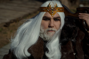 Old druid with cat