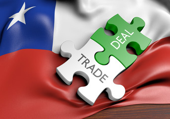 Chile trade deals and international commerce concept, 3D rendering