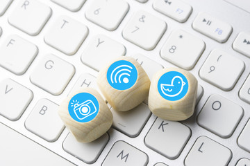 Social media icon on computer keyboard