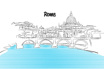 Plakat Rome Skyline Vacation Outline Sketch