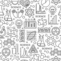 Seamless Pattern with Science Line Icons