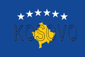 Illustration of the flag of Kosovo with the country written on the flag
