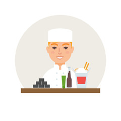 Small business - sushi bar vector illustration flat style