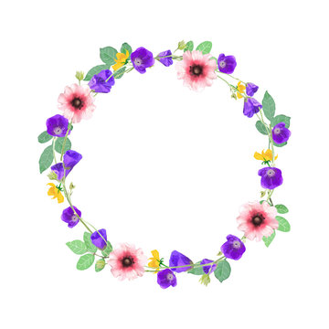 Vector flowers wreath. Elegant floral collection with isolated b