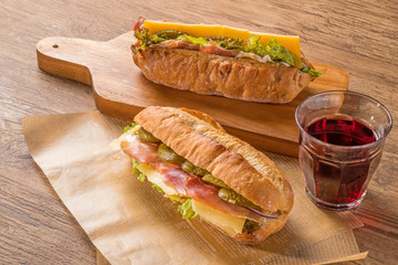 Sandwich of the typical raw ham