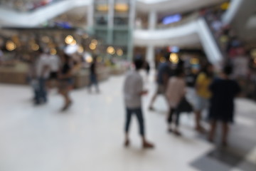 Shopping mall, modern trade with people in blur background