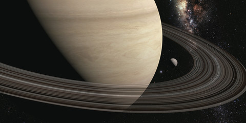 planet saturn with rings on the space background. 3d render Elements of this image furnished by NASA © janez volmajer