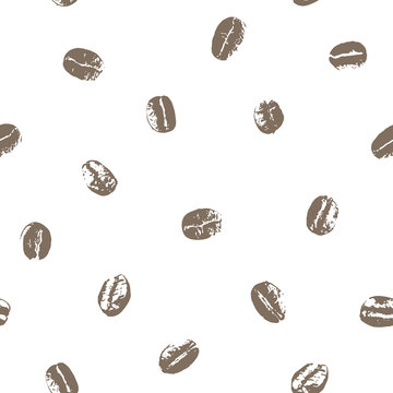Seamless coffee beans white background.  