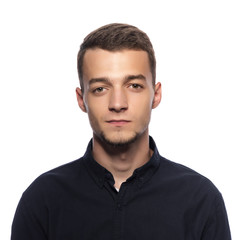 Fototapeta premium Young handsome man in a dark shirt.