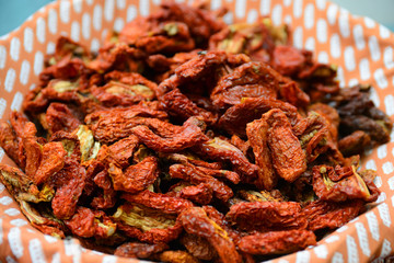 Sun-dried tomatoes from top view