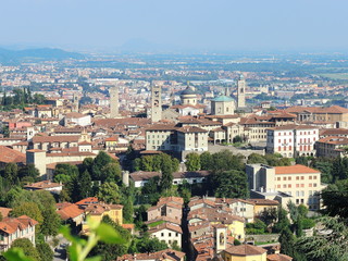 Obraz premium Bergamo - Old city, downtown. Lombardy, Italy. Landscape from San Vigilio hill