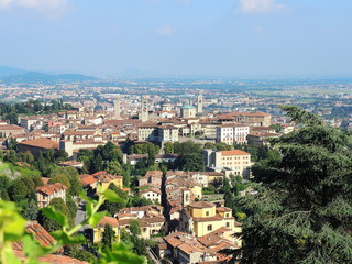 Fototapeta premium Bergamo - Old city (Città Alta). One of the beautiful city in Italy. Lombardia. Landscape from San Vigilio
