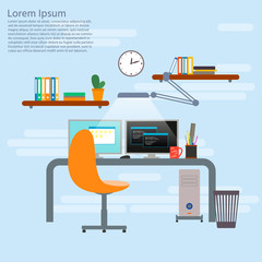 Concept for programmer working place. Programmer or developer wo