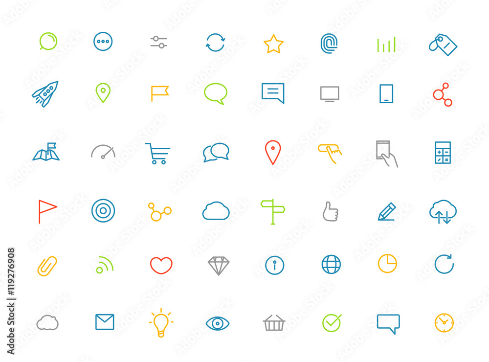 Poster Modern web and mobile application color pictograms collection. L