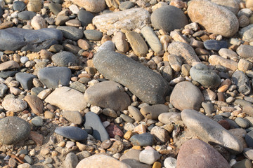 Gravel. The bottom of The dried-up river. Background