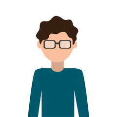 man male avatar glasses hair nerd icon. Flat and isolated design. Vector illustration