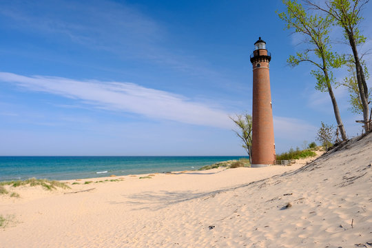 Little Sable Point Lighthouse in dunes, built in 1867