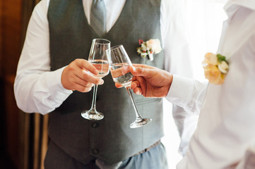 two Successful businessman toasting Champagne