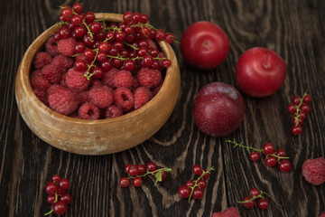 Fresh berries on wooden table