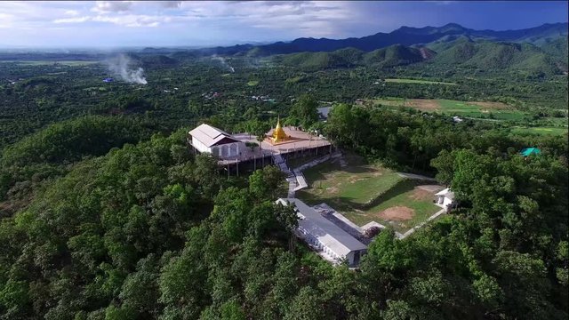 Aerial view of Wat Pharthatdoiveang, Lamphun, Thailand


