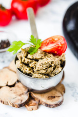 Baba ganoush, arabian appetizer from tahini and baked eggplant