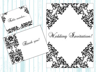 Vintage Damask Invitation card with classic royal ornaments. Vector