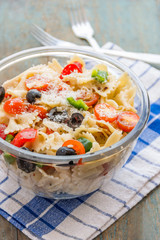 Bow tie / farfalle pasta salad vertical image.