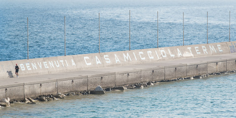 overview of the written on the platform of casamicciola spas