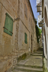 An narrow old historic road in Herceg Novi Old Town, Montenegro.
