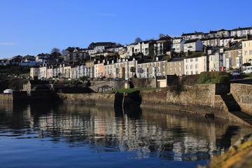 Dunstanville Terrace, overlooking the Fal Estuary, Falmouth, Cornwall, England, UK.