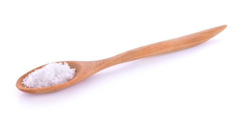 Salt on wooden spoon