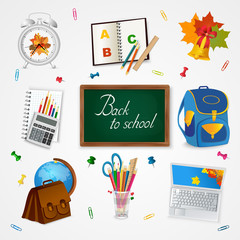 Education and school icon set isolated on white.