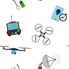 Seamless pattern with drone icons for your design