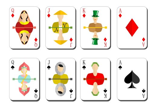 
beautiful and original set of designer playing cards in the style of flat design.