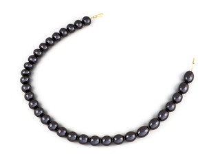 Black pearl beads isolated on white background. 3d render image