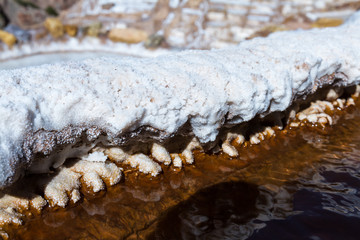 Detail of the Salt in Maras Peru