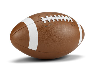 American football ball against a white background. 3d rendering