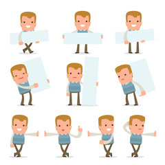 Set of Smart and Funny Character Family man  leaned against the