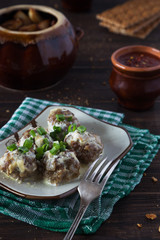 Meatballs with spring onions