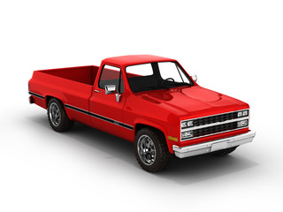 Red pickup truck isolated on white 3d