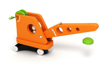 Naklejka premium toy crane on white background 3d