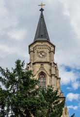 Bell tower of St. Michael's Church in Cluj-Napoca city in Romania