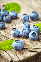 Blueberries on wooden background