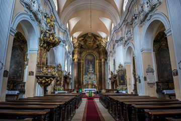 Fototapeta na wymiar Interior of Church of The Holy Trinity in Cluj-Napoca city in Romania
