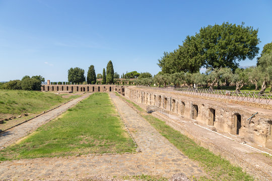 Villa Adriana, Italy. Centro camerelle - rooms for workers. UNESCO list