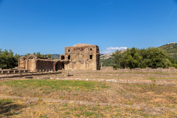 Fototapeta na wymiar Tivoli, Italy. Ancient ruins of the Golden Square on the Villa Adriana. UNESCO list