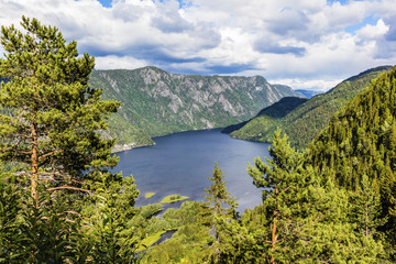 Fototapeta na wymiar Beautiful fjord in Telemark Norway at the summer