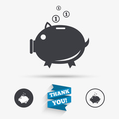 Piggy bank sign icon. Moneybox symbol.